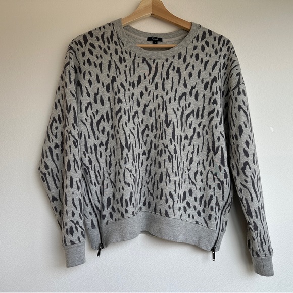 Rails Marlo Gray Abstract Cheetah Long Sleeve Crew Neck Sweatshirt Size S - Picture 4 of 13